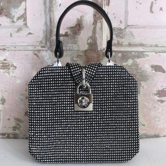 ALESSIA BLACK & CRYSTAL EVENING BAG❤️ - Picture 2 of 10